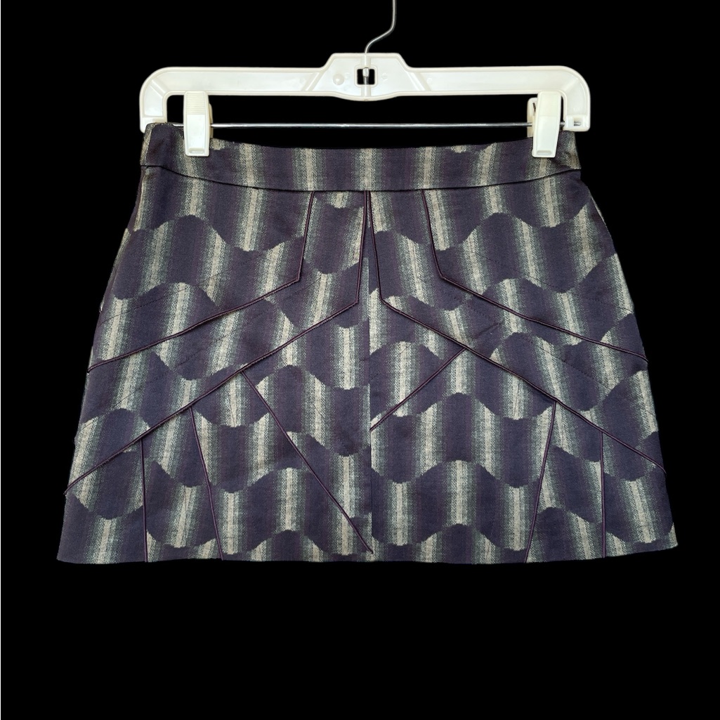 Barbara Bui Black And Gray Geometric Mini Skirt Size Xs